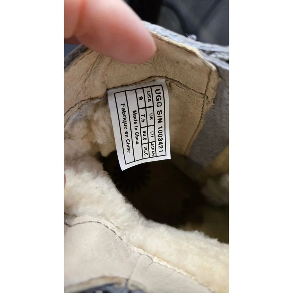 UGG Australia Womens 9 Sheepskin Ankle Boots Gray Suede Zip Winter Comfort